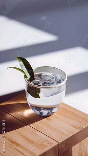 water and ice cubes photo