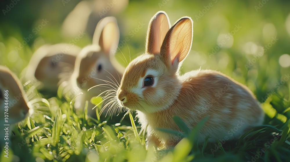 rabbits on a background of green grass. Selective focus
rabbits on a background of green grass. Selective focus