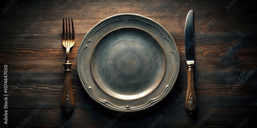 Elegant Utensils, Plate, Fork, Knife, Still Life, Conceptual Photography, Food Styling Elegant Utensils, Plate, Fork, Knife, Still Life, Conceptual Photography, Food Styling