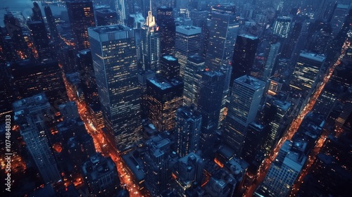 Aerial View of a City at Night