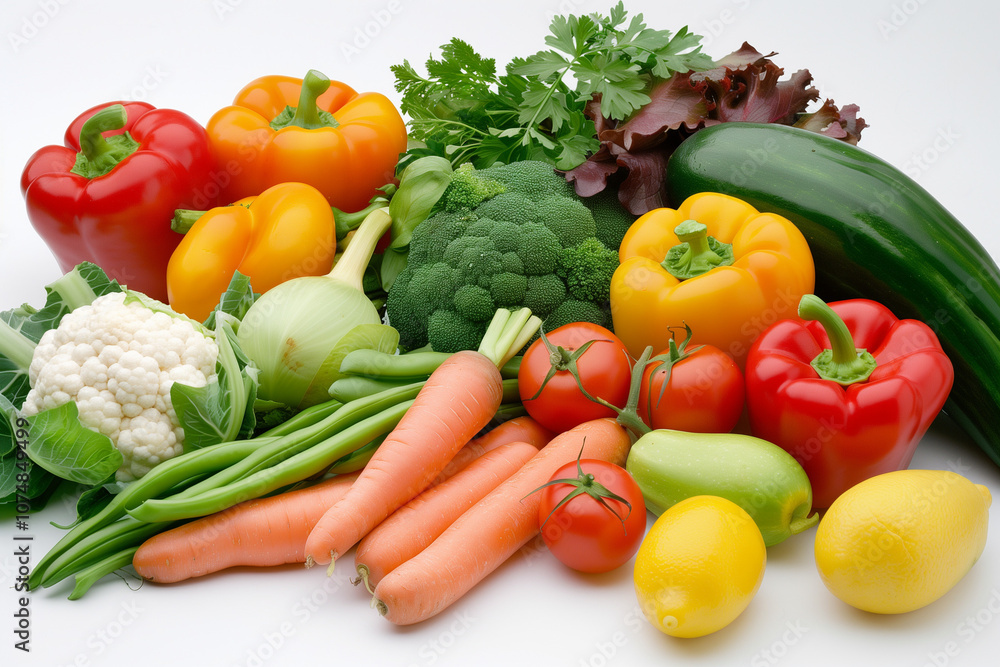 Vibrant Display of Fresh Vegetables and Fruits for Healthy Eating Vibrant Display of Fresh Vegetables and Fruits for Healthy Eating