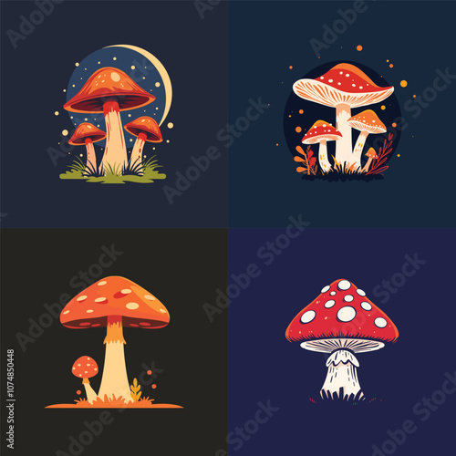 Vintage mushroom logo design vector photo