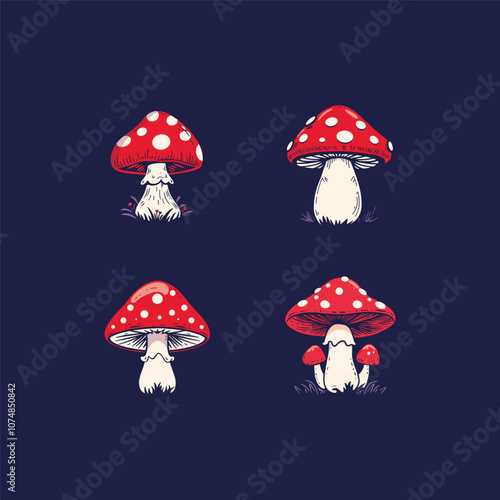 Vintage mushroom logo design vector photo