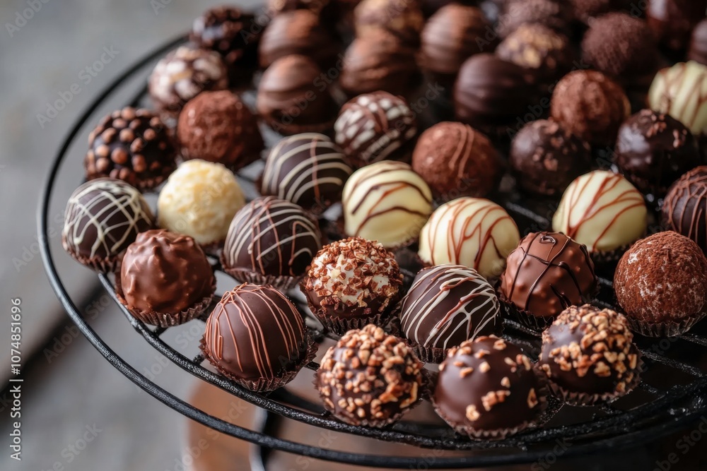 Gourmet Chocolate Desserts on Elegant Platter Gourmet Chocolate Desserts on Elegant Platter