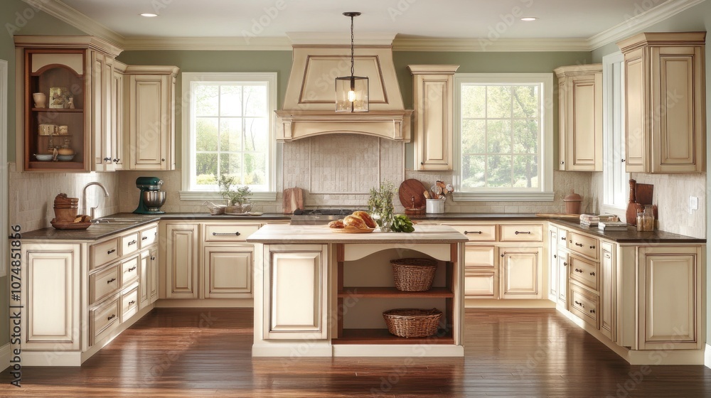 Elegant Kitchen Interior Design with White Cabinets and Island Elegant Kitchen Interior Design with White Cabinets and Island