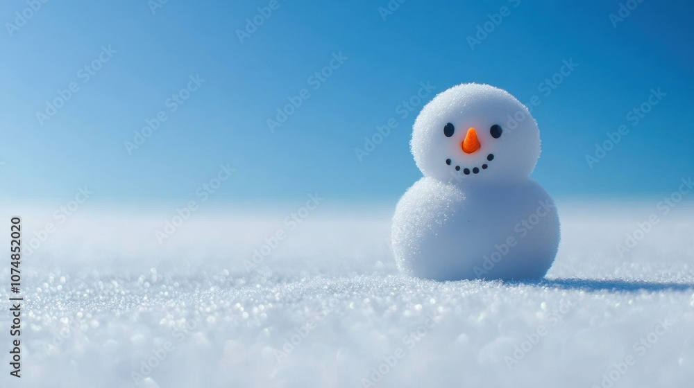 A cheerful snowman stands against a clear blue sky, embodying winter joy. A cheerful snowman stands against a clear blue sky, embodying winter joy.