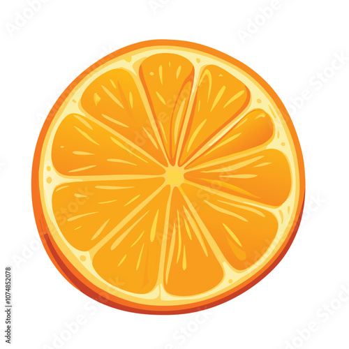 Vector Cartoon Orange Fruit Round Slice illustration