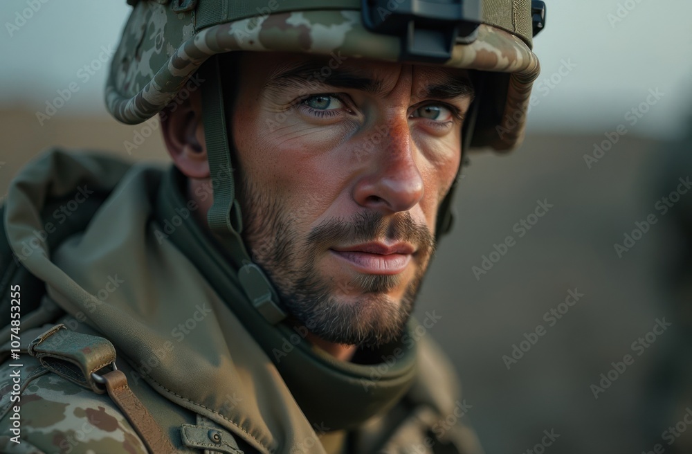 Military portrait of a soldier in camouflage gear Military portrait of a soldier in camouflage gear