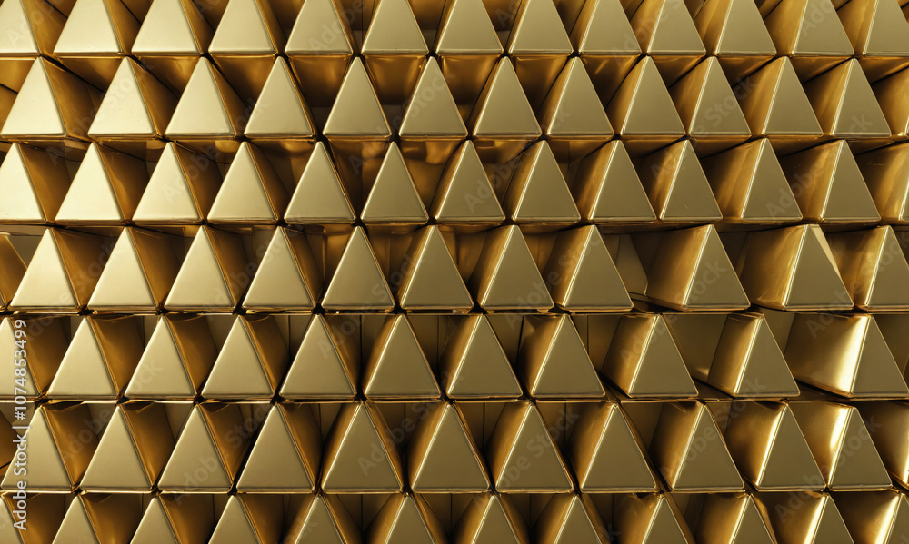 A close-up shot of a golden triangular pattern, creating a visually appealing and abstract design A close-up shot of a golden triangular pattern, creating a visually appealing and abstract design