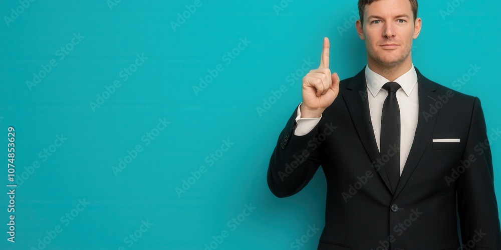 A businessman in a suit gestures confidently, symbolizing leadership and guidance. A businessman in a suit gestures confidently, symbolizing leadership and guidance.