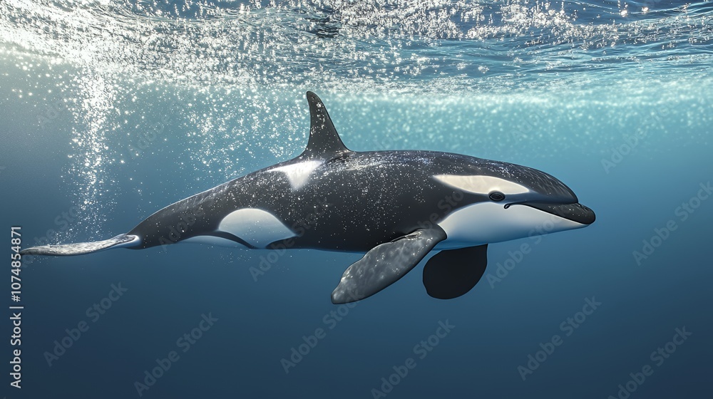 Obraz premium Orca Swimming Underwater