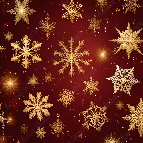 Wallpaper Mural Elegant Red and Gold Snowflakes with Bokeh Lights for Holiday Cheer Torontodigital.ca