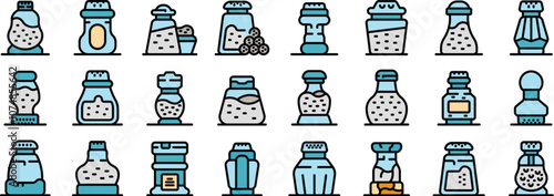 Different types of salt and pepper shakers are displayed, highlighting their various shapes, sizes, and designs, essential for seasoning and enhancing culinary experiences