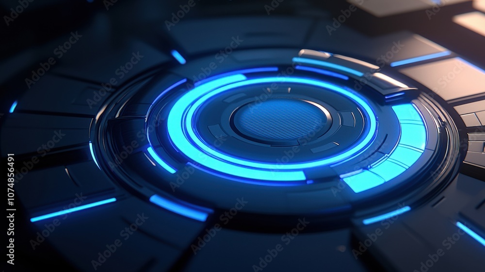 A close-up of a futuristic, circular design with blue glowing elements and a textured center, suggesting advanced technology or a sci-fi interface. A close-up of a futuristic, circular design with blue glowing elements and a textured center, suggesting advanced technology or a sci-fi interface.