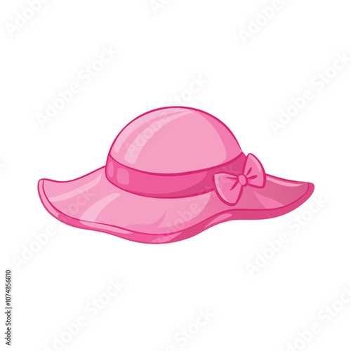 Vector Cartoon Pink Elegance Women Hat on a isolated white background