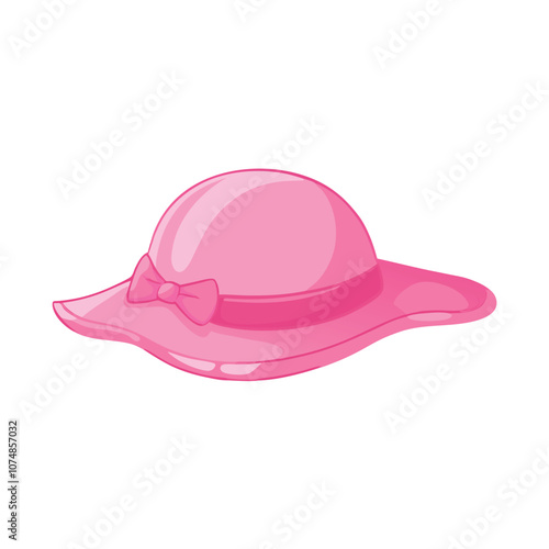 Vector Cartoon Pink Elegance Women Hat on a isolated white background