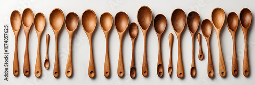 A set of wooden spoons isolated a 3d illustration image.