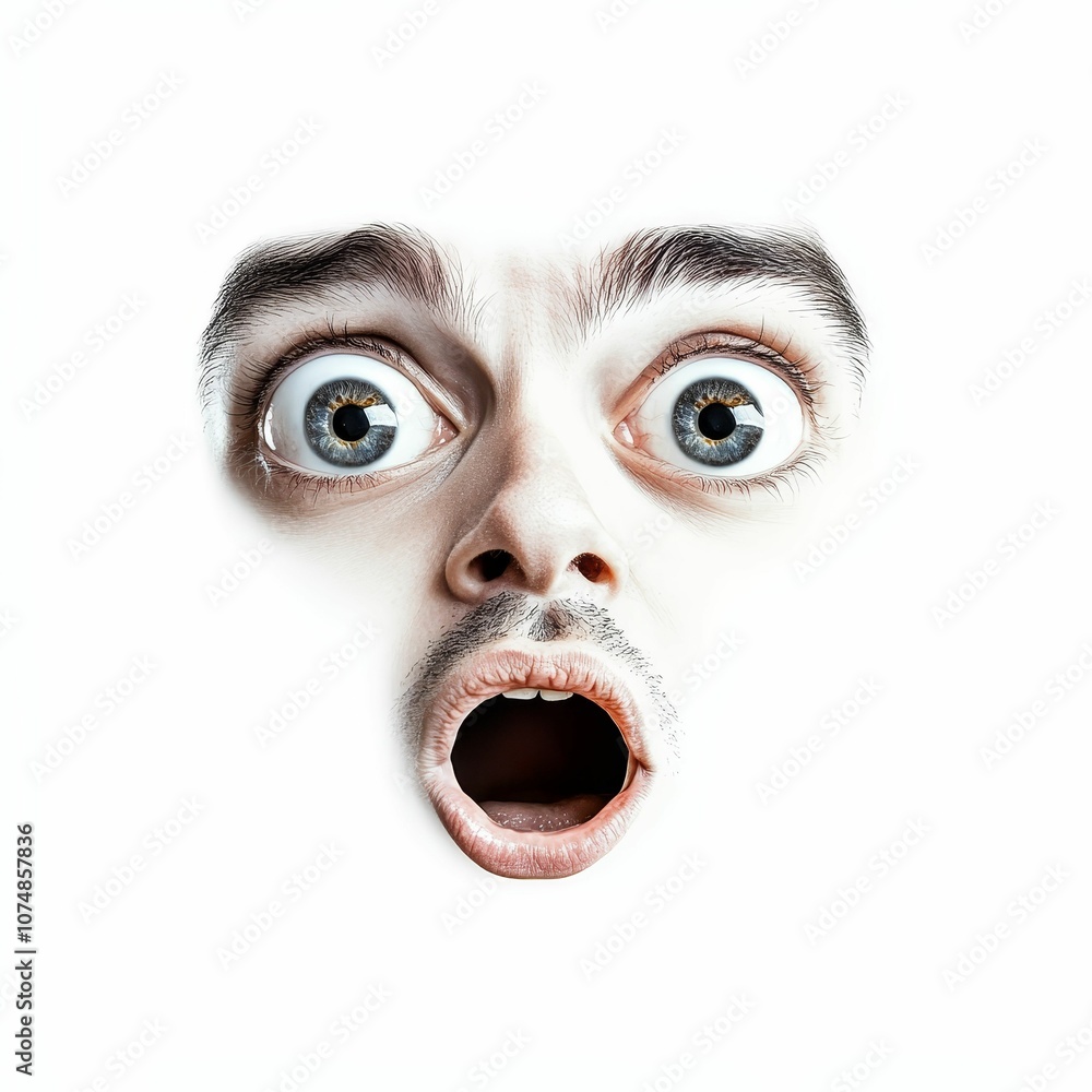 Fototapeta premium Surprised face with wide eyes and mouth open.
