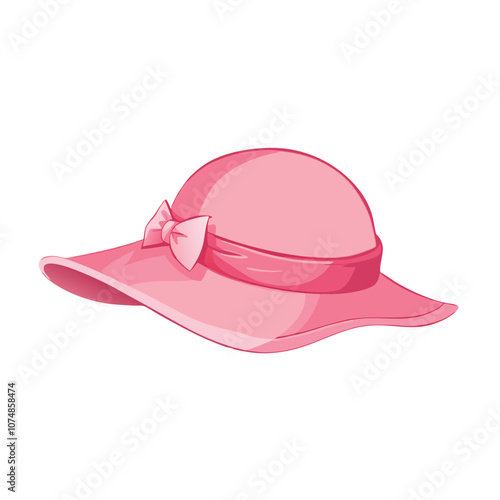 Vector Cartoon Pink Elegance Women Hat on a isolated white background