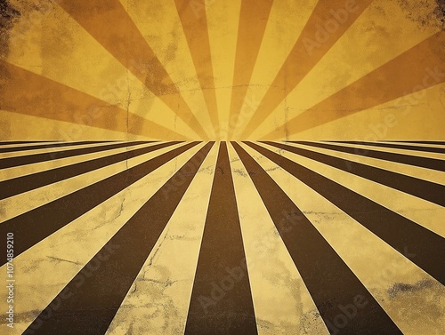 Vintage sunburst background with textured retro rays in yellow and brown