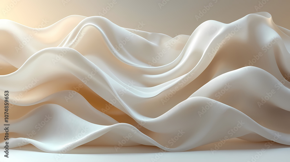 Obraz premium Abstract textures flowing white cloth background 3d rendering