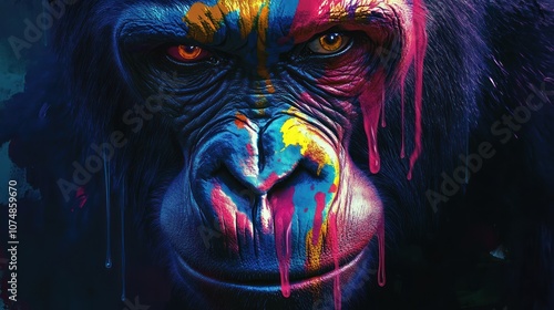 Colorful Gorilla Portrait