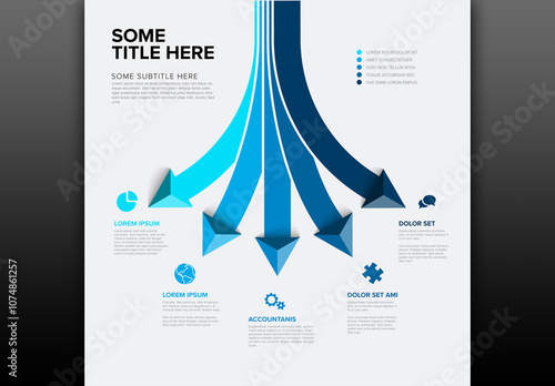 Obraz na płótnie Infographics template with various options as big blue arrows pointing to different directions w salonie