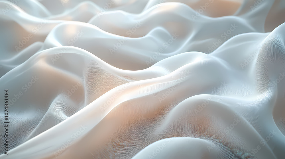 Fototapeta premium Abstract textures flowing white cloth background 3d rendering