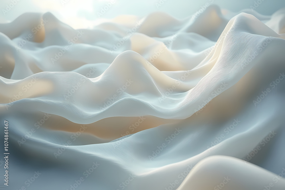 Obraz premium Abstract textures flowing white cloth background 3d rendering