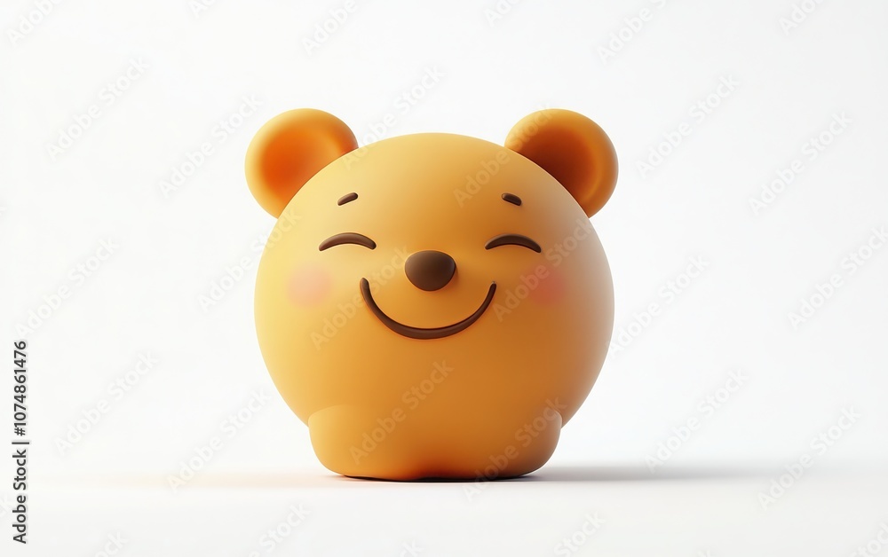 A 3D cartoon emoji of a happy bear face with round ears and a soft expression, conveying warmth and coziness on a white background A 3D cartoon emoji of a happy bear face with round ears and a soft expression, conveying warmth and coziness on a white background