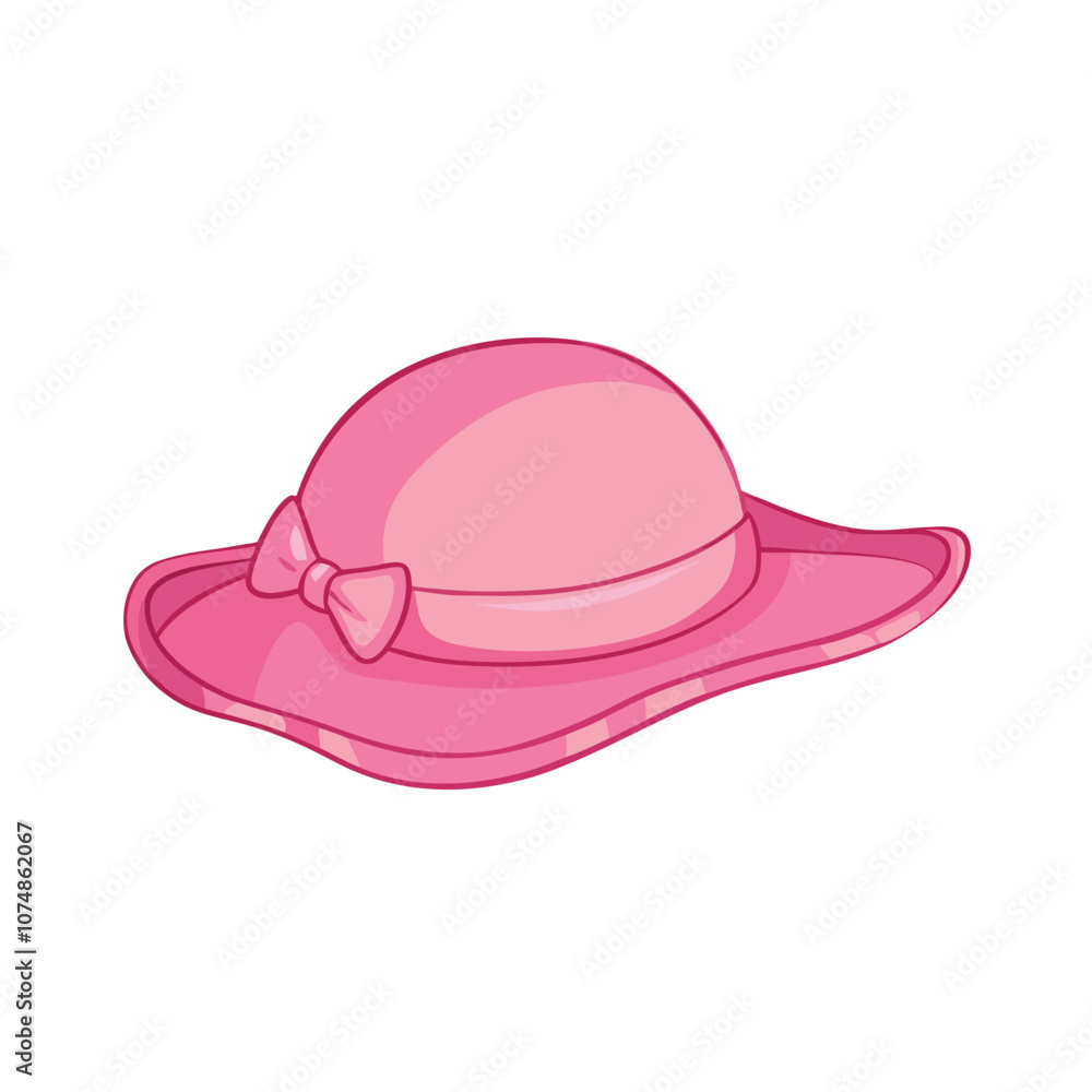 Vector Cartoon Pink Elegance Women Hat on a isolated white background