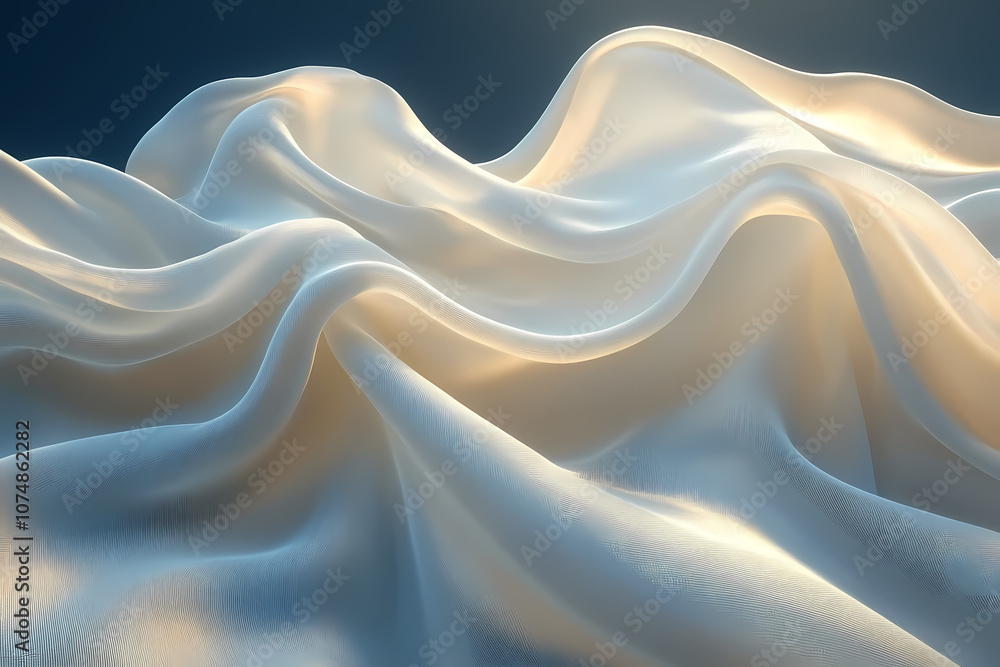 Obraz premium Abstract textures flowing white cloth background 3d rendering