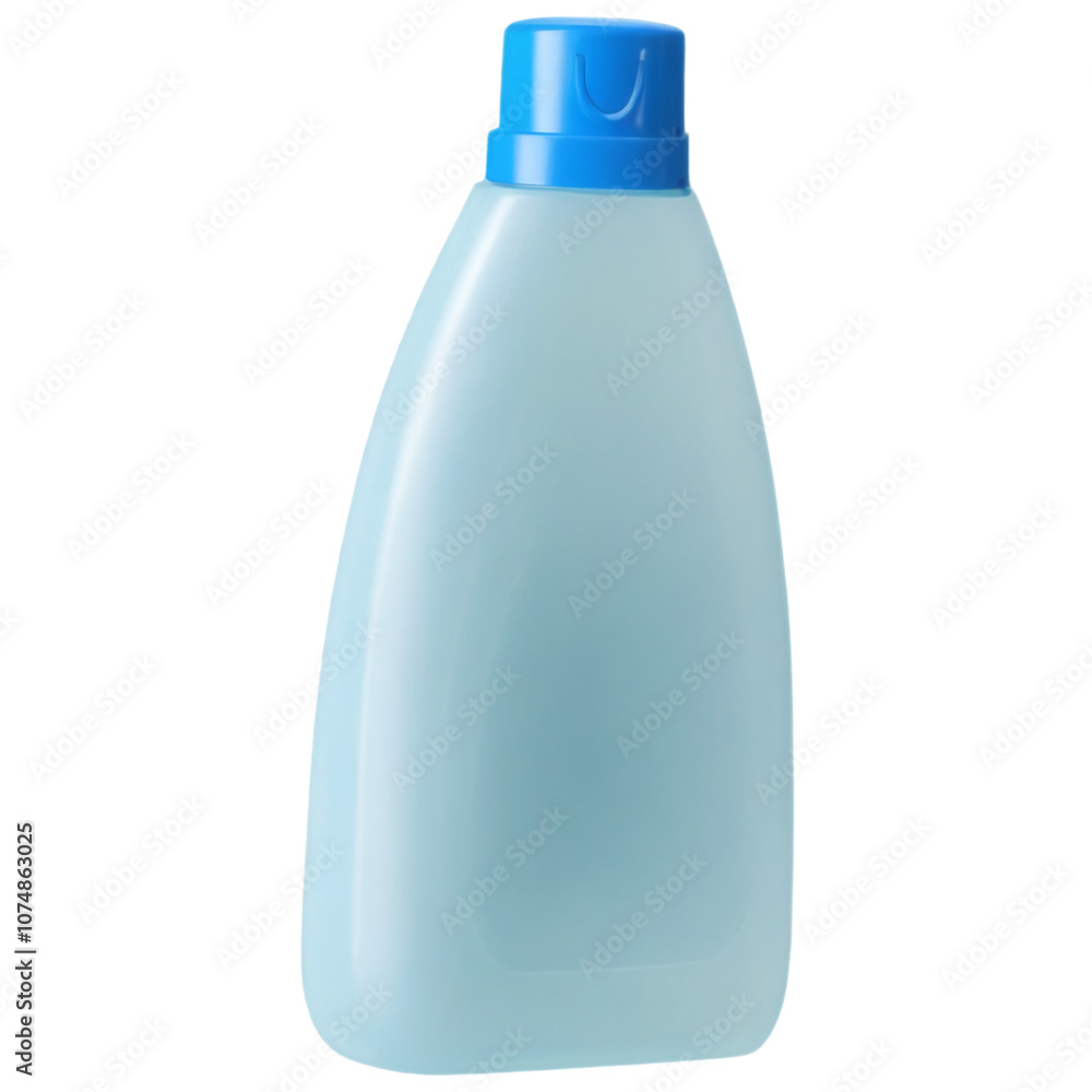 A transparent bottle with a blue cap for storing liquid in a clean and simple design A transparent bottle with a blue cap for storing liquid in a clean and simple design