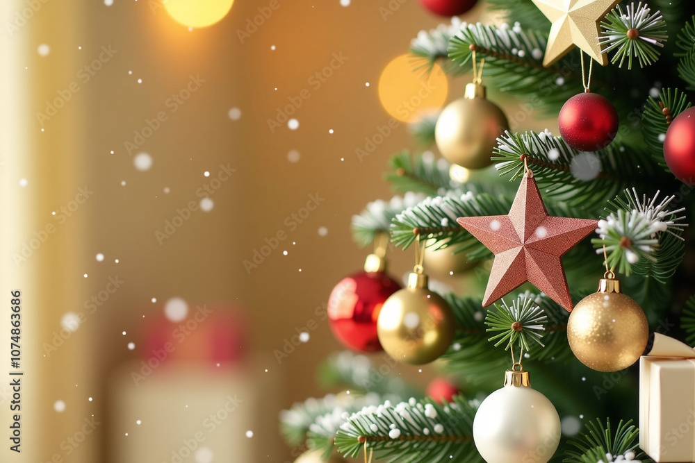 Fototapeta premium Close-up view of a Christmas tree background.