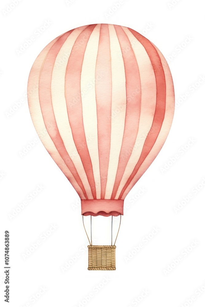 Fototapeta premium Cute watercolor illustration of a hot air balloon aircraft vehicle white background.