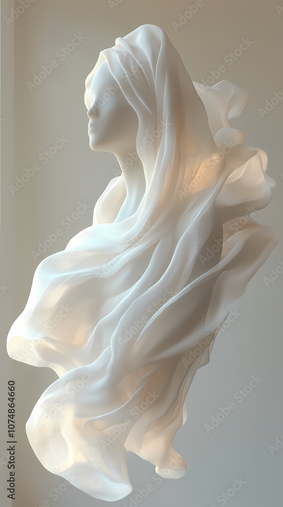 Fototapeta premium Abstract textures flowing white cloth background 3d rendering