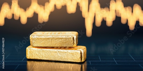 Gold bars with stock market graph, symbolizing investment and wealth management. photo