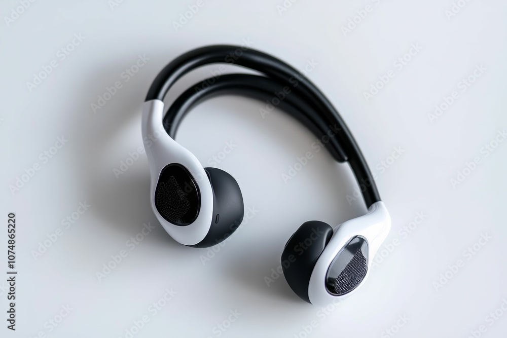 Black and white wireless headphones. Black and white wireless headphones.