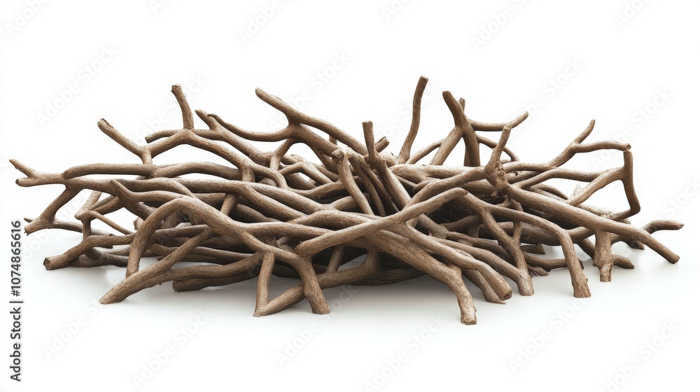 Fototapeta premium Intricate Mangrove Roots on White Background