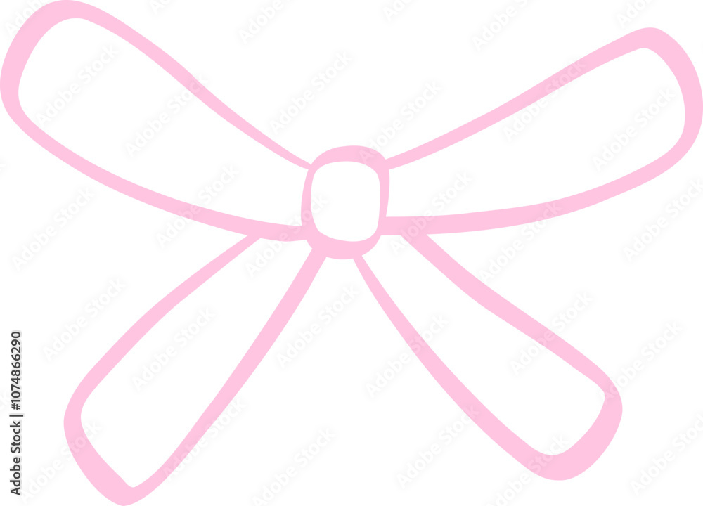 Coquette pink bow ribbon outline