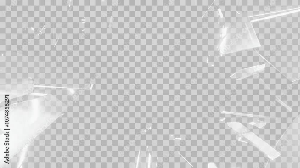 Breaking glass motion graphics. breaking glass on transparent background. Popup design element for videos and clips. Broken glass with cracks on transparent background.