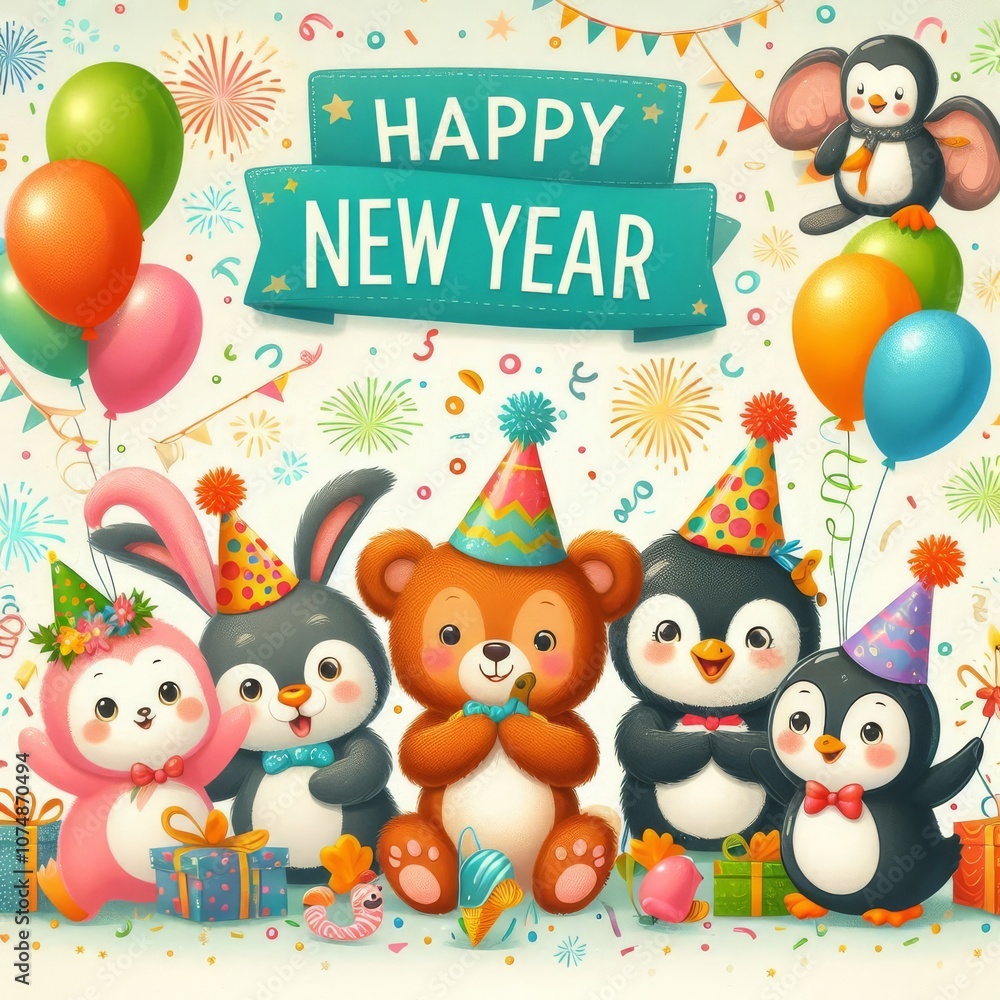 Fototapeta premium children's greeting card for the holiday new year