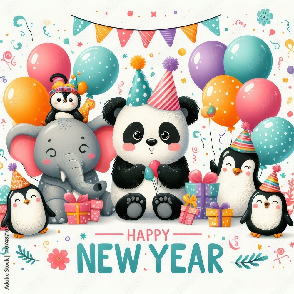 Naklejka premium children's greeting card for the holiday new year