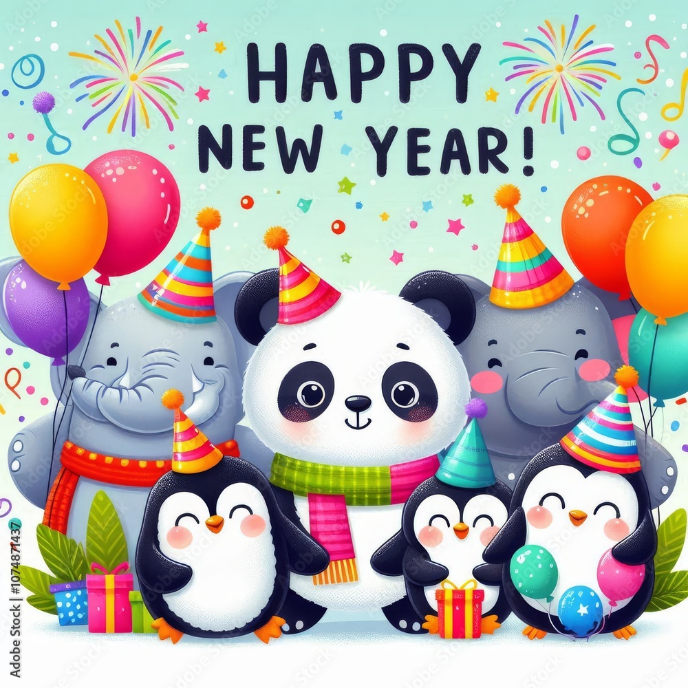 Fototapeta premium children's greeting card for the holiday new year