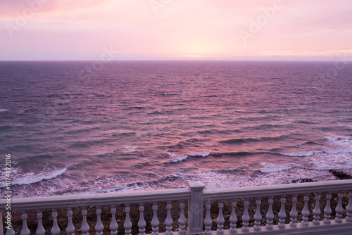 Waves on the sea during sunset