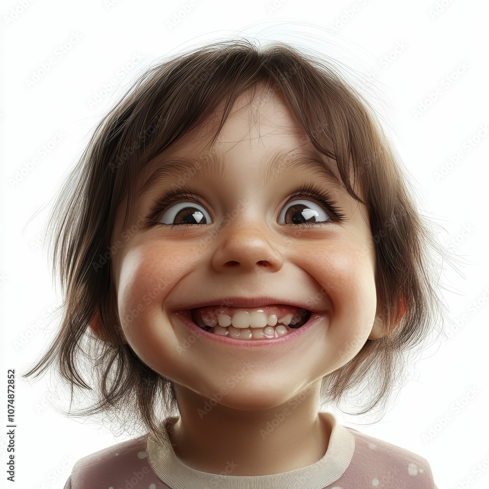 A young girl with a wide smile and big eyes. A young girl with a wide smile and big eyes.