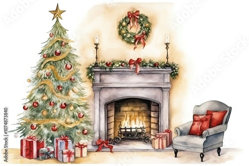 Wallpaper Mural Fireplace christmas furniture tradition. Torontodigital.ca