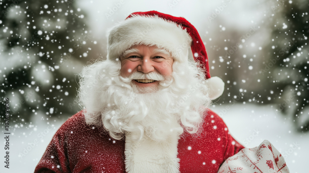 person dressed as Santa Claus outside while snowing person dressed as Santa Claus outside while snowing