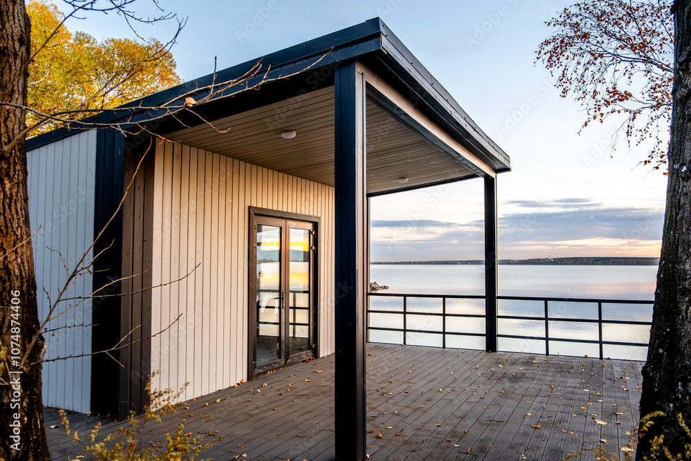 A small holiday house on the shore of the lake. A small holiday house on the shore of the lake.