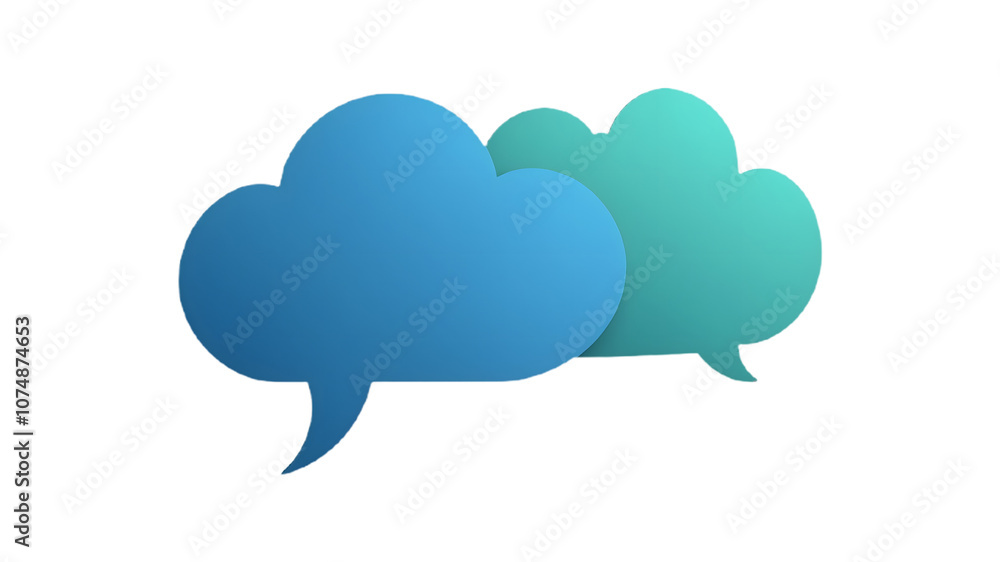 Blue and Turquoise Speech Bubbles Isolated on Transparent Background Blue and Turquoise Speech Bubbles Isolated on Transparent Background